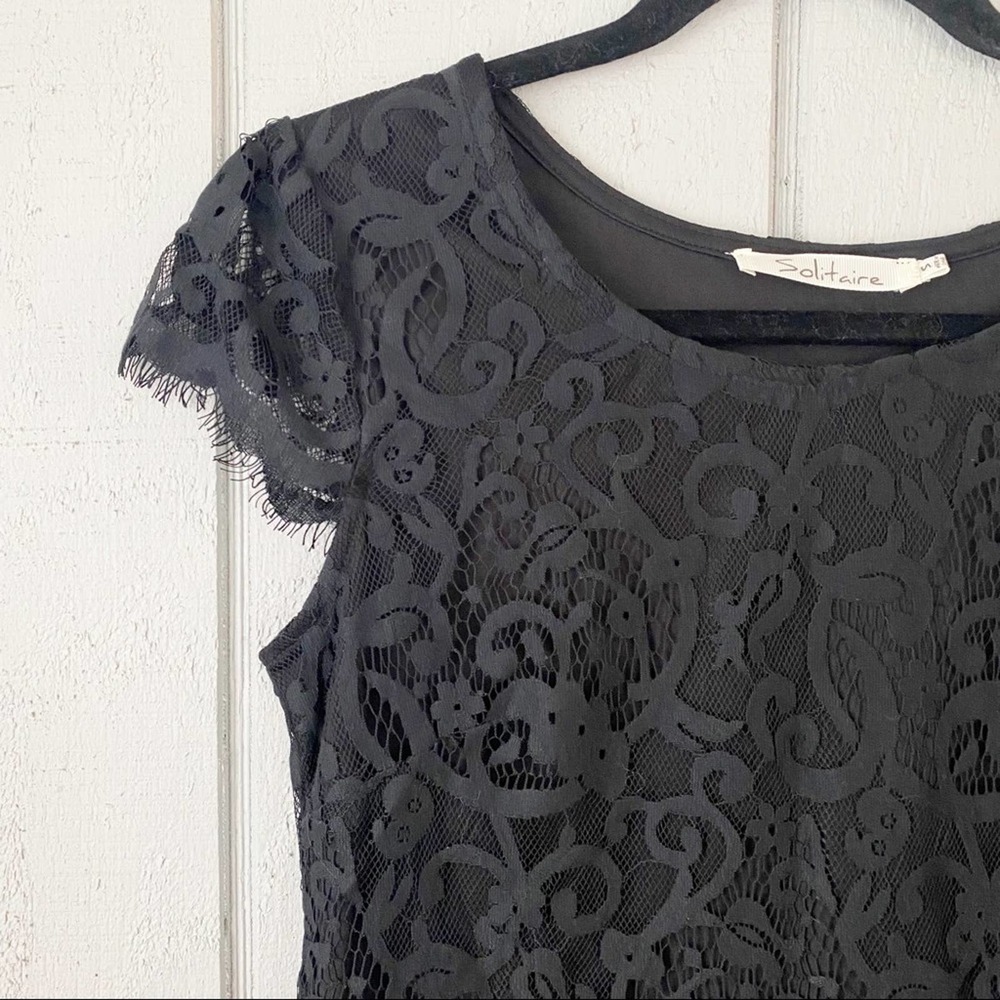 BLACK Lace Overlay Cap Sleeve Mini Dress - Picture 3 of 4
